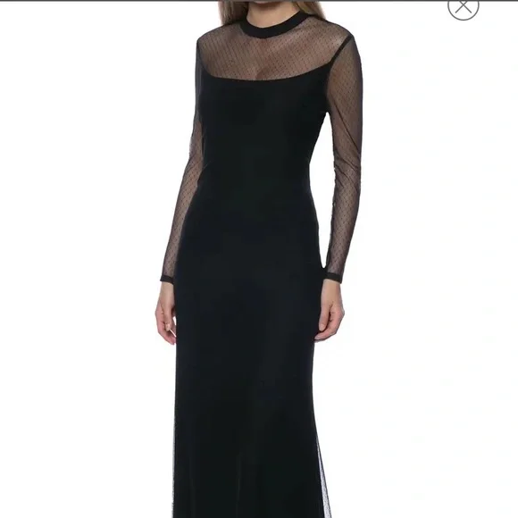MARINA | Dresses | Marina Dotted Mesh Long Sleeve Gown | Poshmark